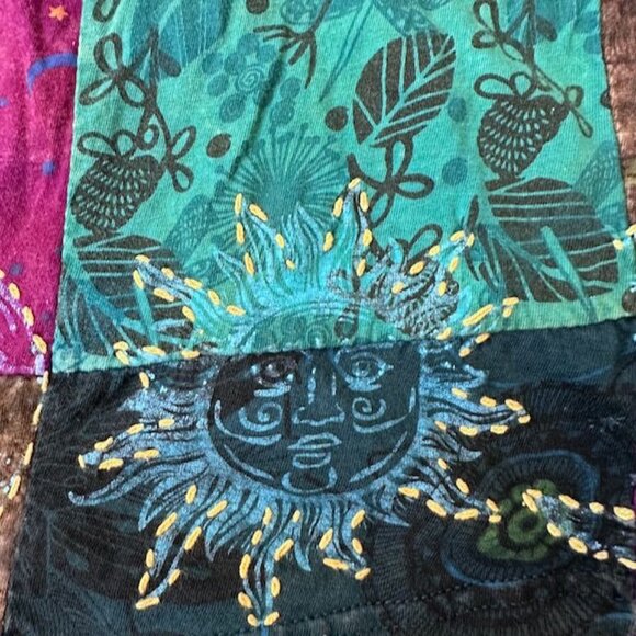 Handmade Bohemian Hippie Patchwork Cotton Top Multicolor by Juan Tommy Size M - Picture 5 of 13
